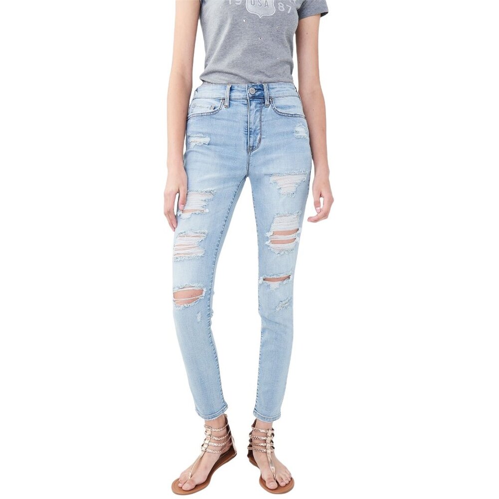 Aeropostale Seriously Stretchy High-Rise Jegging Size 6 Ripped Destroyed Skinny